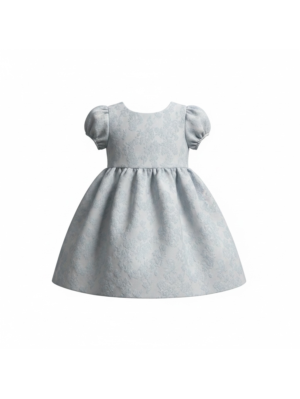 Shop the Mint Girls Light Blue Jacquard Floral Dress Size 8/10 Puff Sleeve